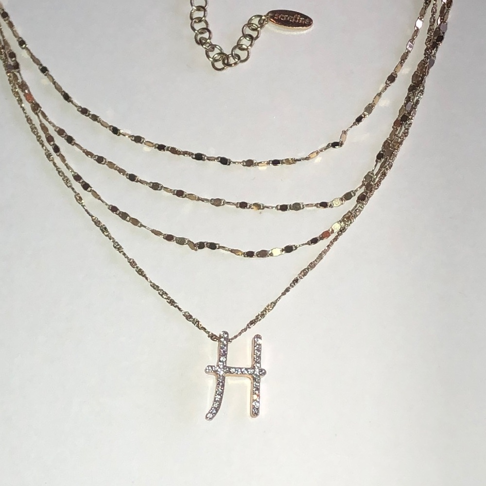 Serefina Layered Gold Tone Initial 'H' Necklace